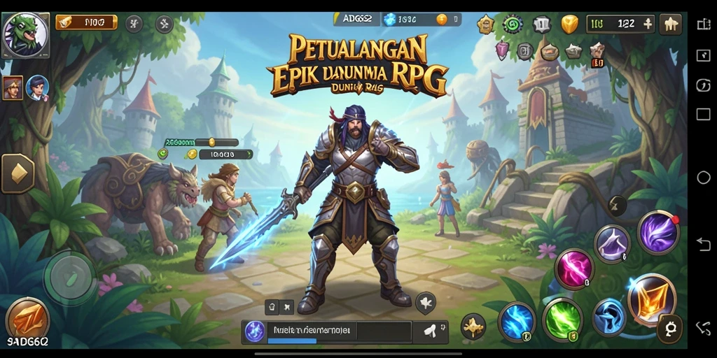 Screenshot utama ADG62 menampilkan pertempuran seru dalam dunia RPG.