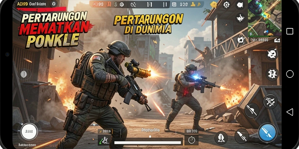 Screenshot gameplay ADI99 menampilkan aksi pertarungan seru dalam Battle Royale.