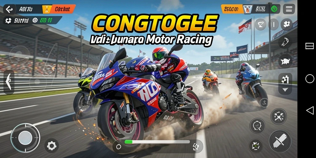 Tampilan seru gameplay balapan motor di CONGTOGEL.