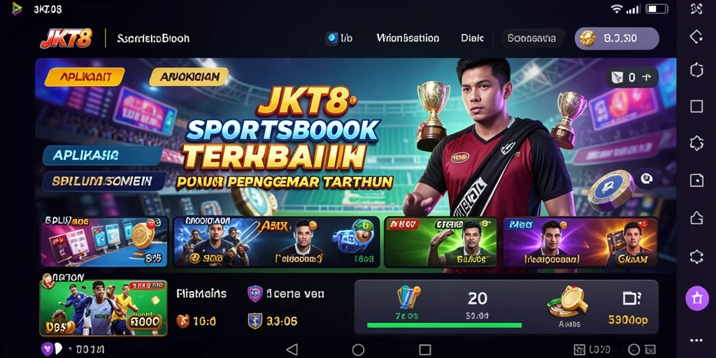 Tampilan antarmuka JKT8 yang menarik untuk taruhan olahraga.