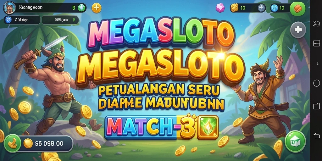 Tampilan permainan Match-3 yang seru dalam MEGASLOTO.