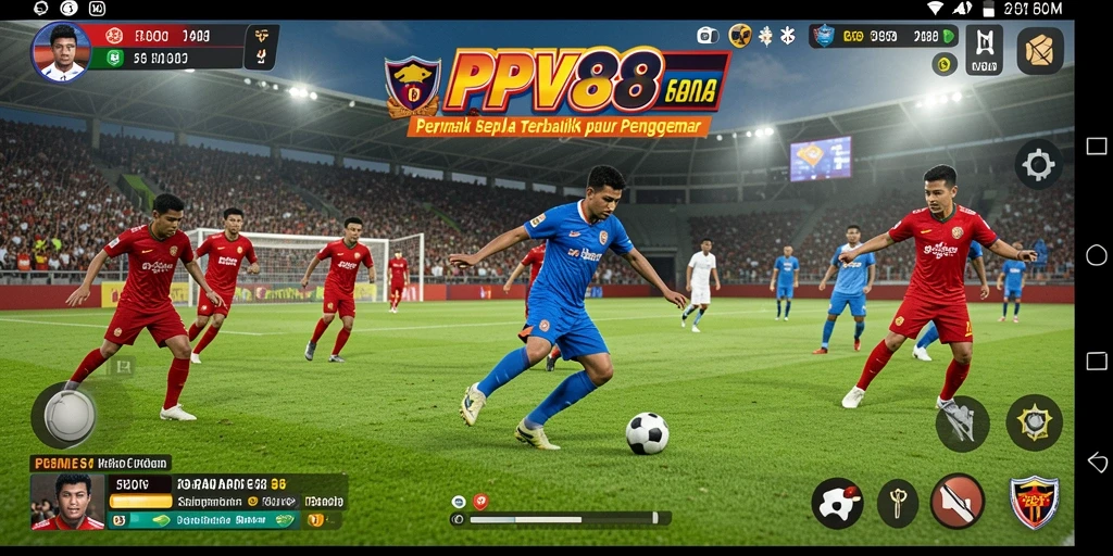 Tampilan gameplay PPV88 dengan aksi sepak bola yang intens.