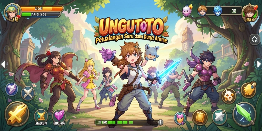 Screenshot utama UNGUTOTO menampilkan aksi pertempuran karakter Anime yang dinamis.