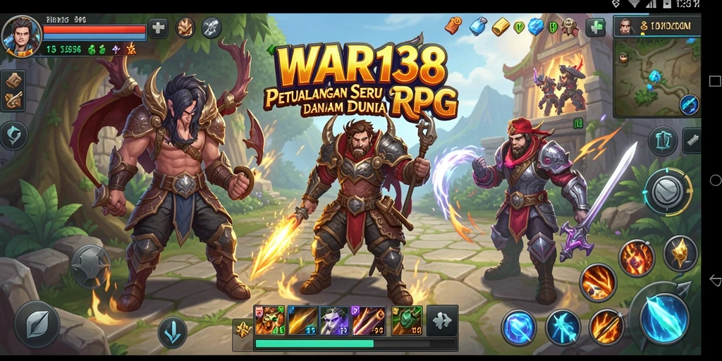 Screenshot menampilkan pertarungan epik dengan karakter RPG yang menawan.